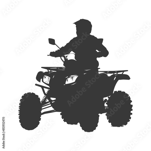 Silhouette man riding ATV black color only