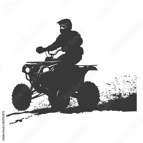 Silhouette man riding ATV black color only