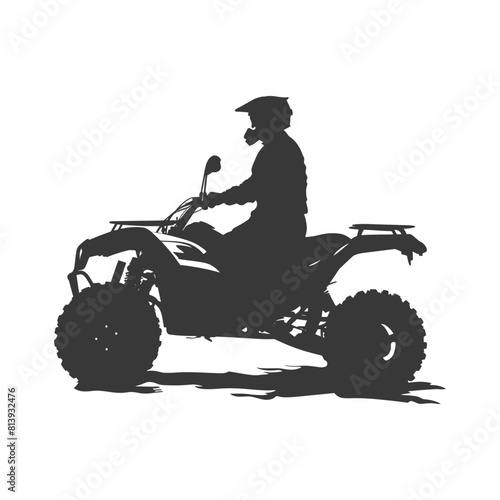 Silhouette man riding ATV black color only