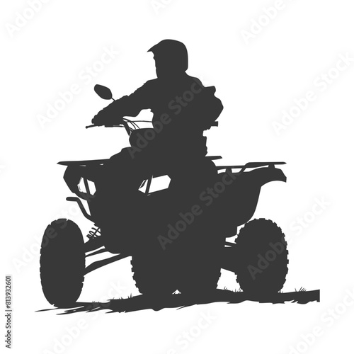 Silhouette man riding ATV black color only