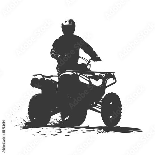 Silhouette man riding ATV black color only
