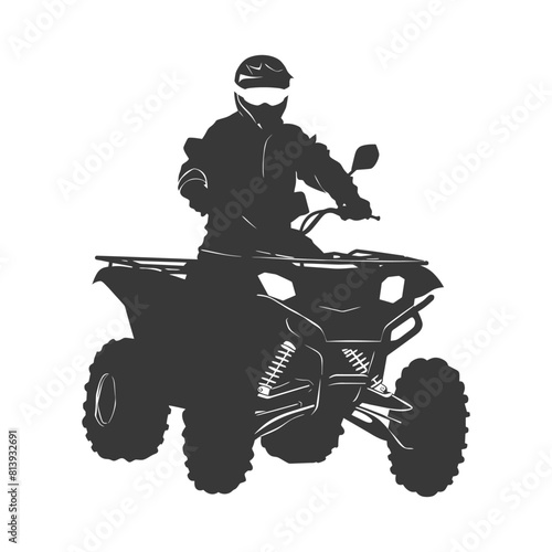 Silhouette man riding ATV black color only
