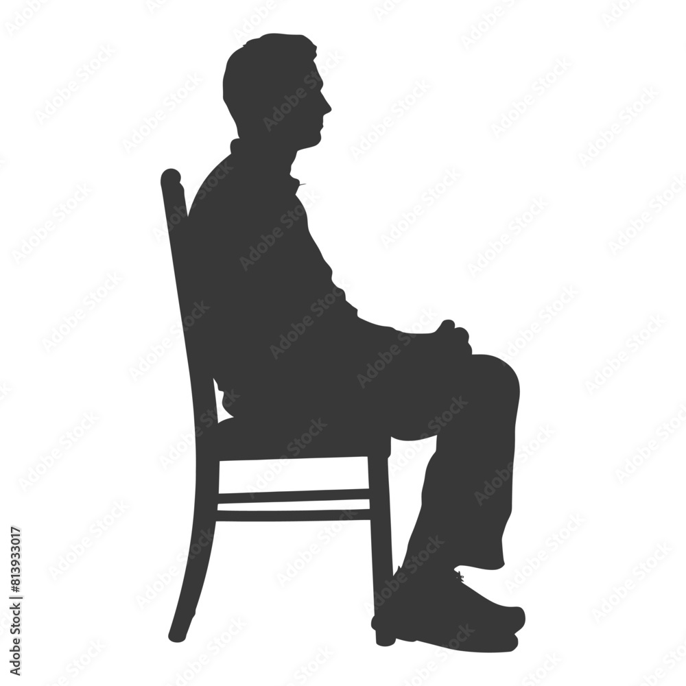 Obraz premium Silhouette man sitting in the chair black color only