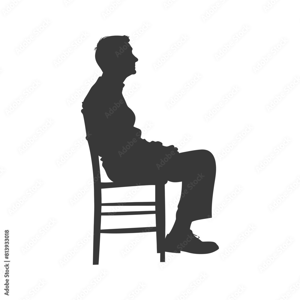Obraz premium Silhouette man sitting in the chair black color only