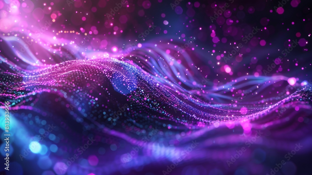 Abstract futuristic background with purple and blue glowing neon moving high speed wave lines and bokeh lights. Visualization of sound waves. Data transfer. Fantastic wallpaper gen by AI Abstract futuristic background with purple and blue glowing neon moving high speed wave lines and bokeh lights. Visualization of sound waves. Data transfer. Fantastic wallpaper gen by AI