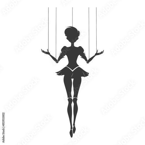 Silhouette Marionette puppet full body black color only