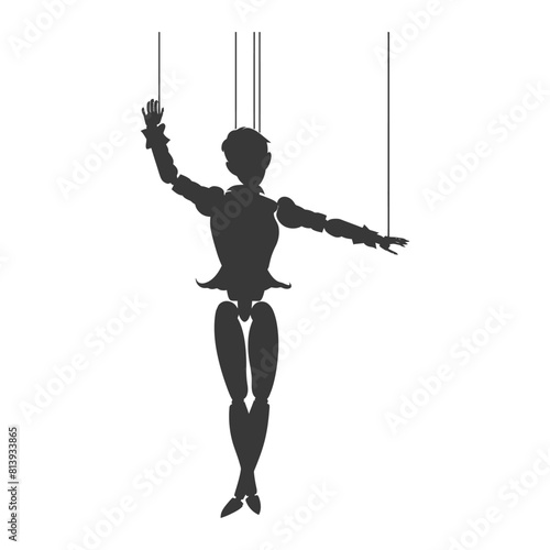Silhouette Marionette puppet full body black color only
