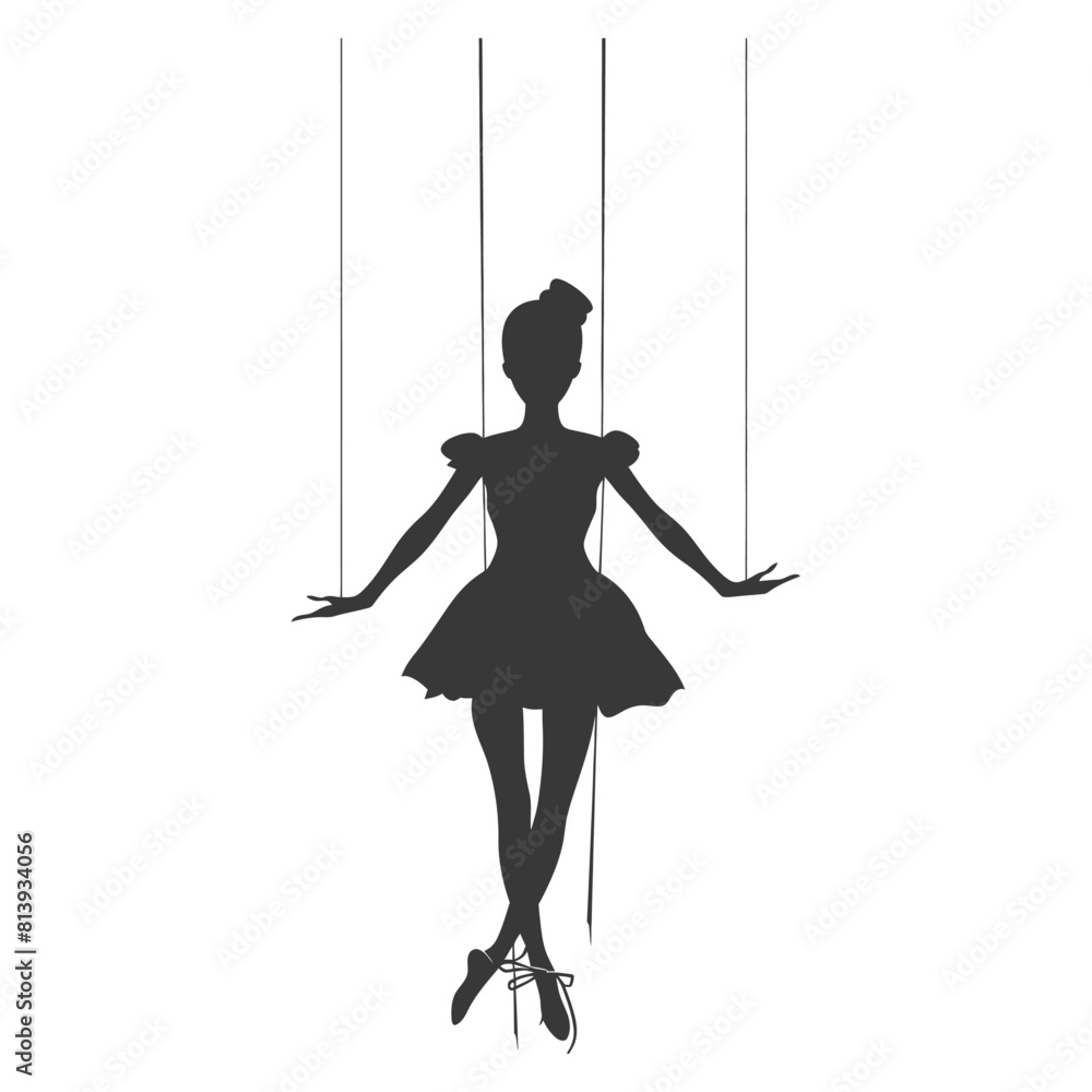 Silhouette Marionette puppet full body black color only Silhouette Marionette puppet full body black color only