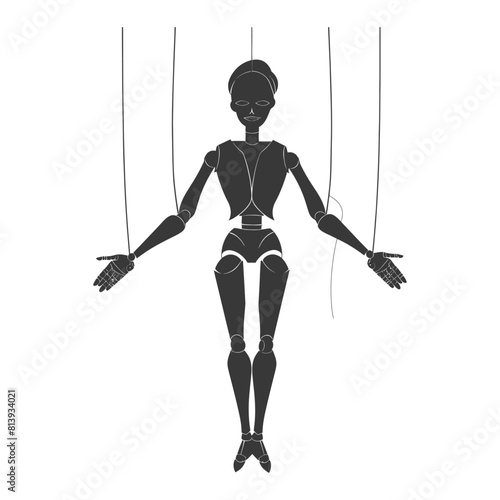 Silhouette Marionette puppet full body black color only