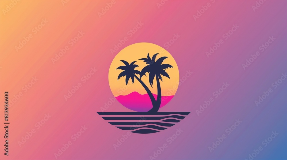 Abstract logo of summer and vacation, in the style of vector image with copy space