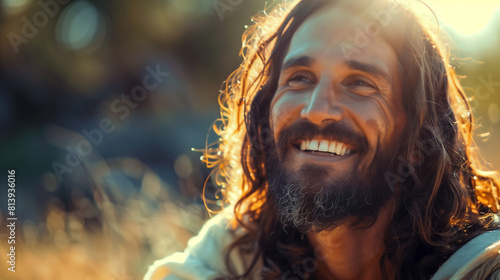 A Smiling Jesus Bathed in Sunlight