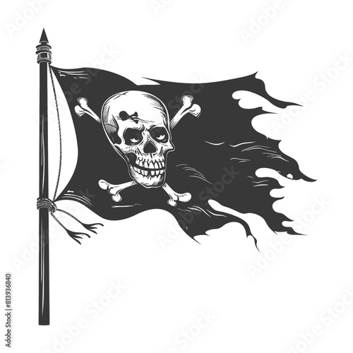 Silhouette Pirate flag with a skull and crossbones black color only