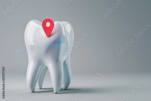 Close-up of a tooth with a red marker  useful for dental concepts