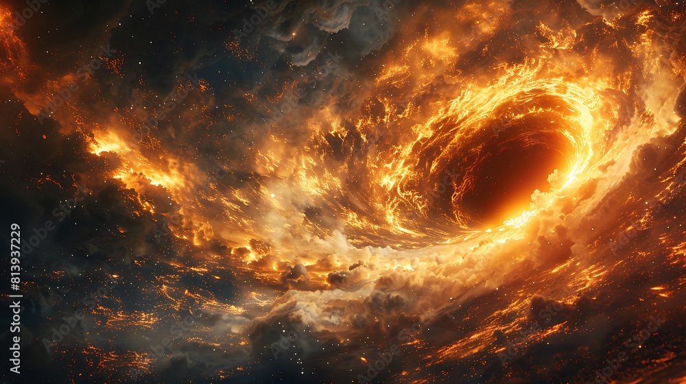 Fototapeta premium Capturing the Intensity: Illustrating a Black Hole Accretion Disk's Gravitational Forces