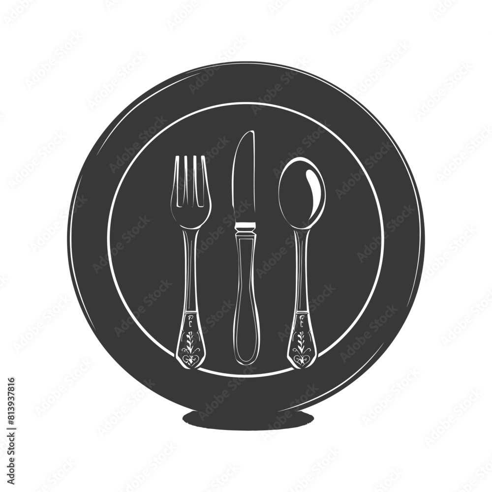Silhouette Plate with cutlery black color only Silhouette Plate with cutlery black color only