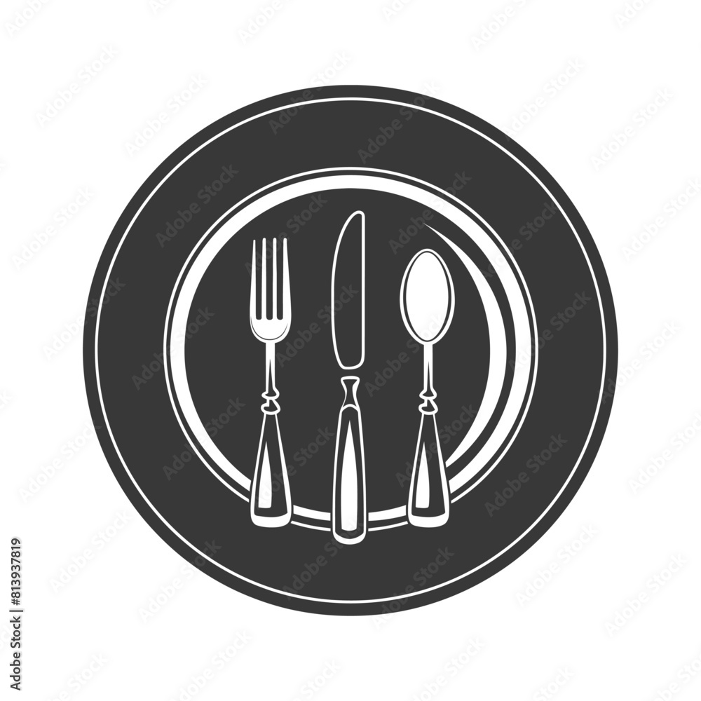 Silhouette Plate with cutlery black color only Silhouette Plate with cutlery black color only