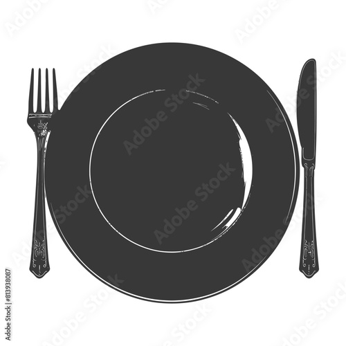 Silhouette Plate with cutlery black color only