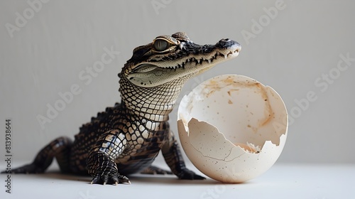 Newborn Cayman Crocodiles First Moments A Studio Environmental Portrait Generative ai photo