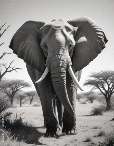Large elephants threatening male elephants in Amboseli Hills