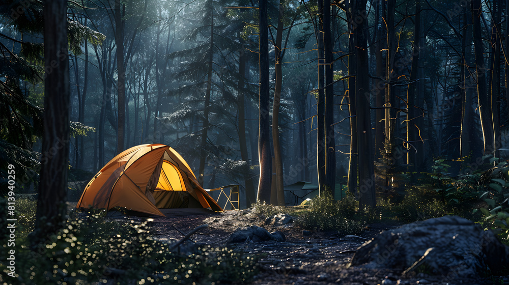 Camping in the forest at night Camping in the forest at night