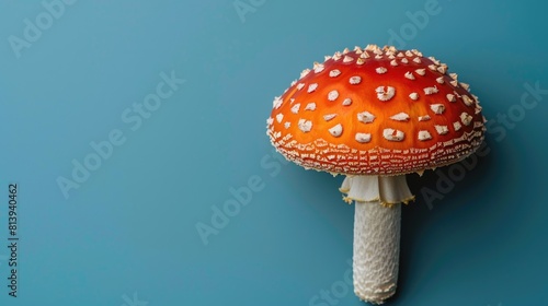 Red mushroom on blue background