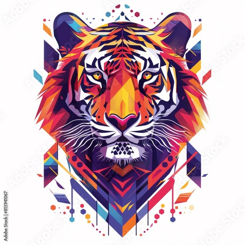 Abstract Tiger Mosaic Art