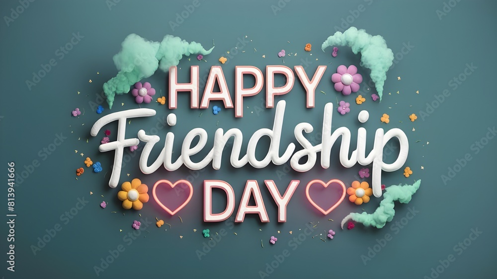 Obraz premium The background of Happy Friendship Day features colorful flowers and love.
