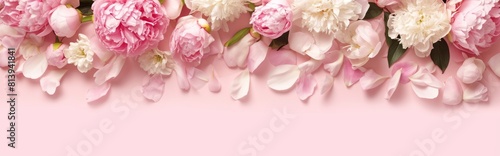 Frame made of beautiful peonies flowers on pink background. Flat lay  copy space  summer flowers Vibrant Peony Blossoms in Pink Frame. Floral Beauty for Festive Occasions and Wall Decor. 4K Wallpaper.