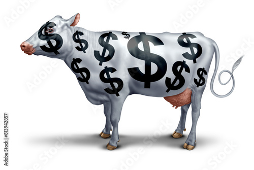 Принти на полотні Cash Cow business success symbol  for a profitable company or service generating
