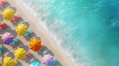 Colorful umbrellas on a beach