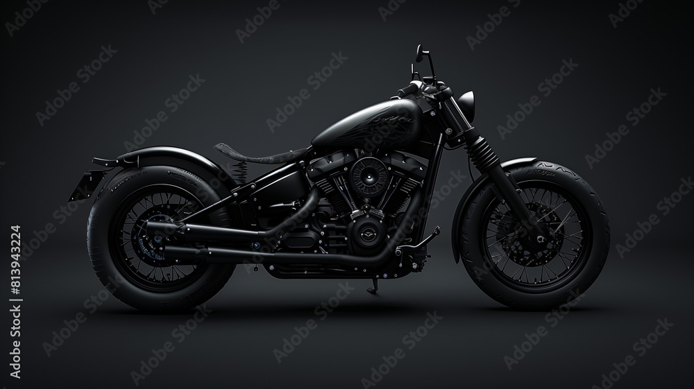 Black motorcycle on dark background Black motorcycle on dark background