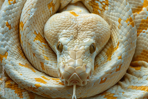 A snake with a yellow and white pattern on its body photo