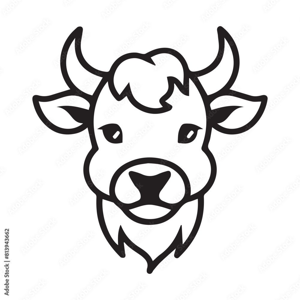 Calf head mascot logo icon design, black vector illustration on white background Calf head mascot logo icon design, black vector illustration on white background