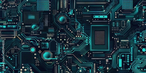 Detailed view of a computer circuit board, perfect for technology concepts