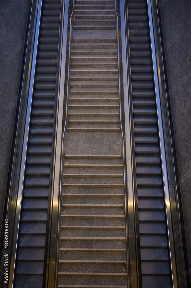 Escalator and Stairs isolated and iluminated