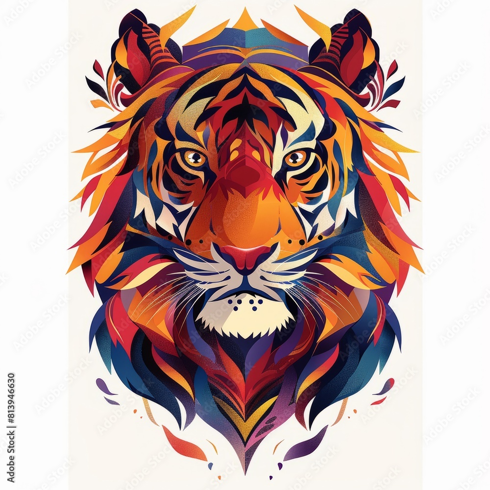 Abstract Tiger Mosaic Art