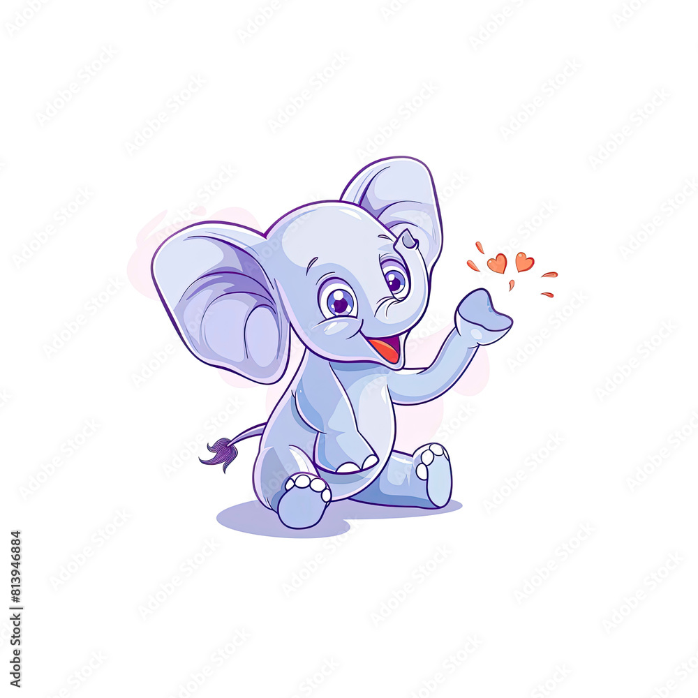 Obraz premium Joyful Elephant Cartoon Its Eyes Twinkling, Cartoon Illustration