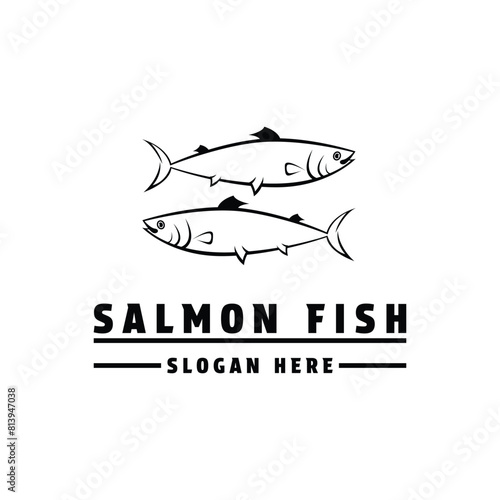 Salmon fish logo design concept idea