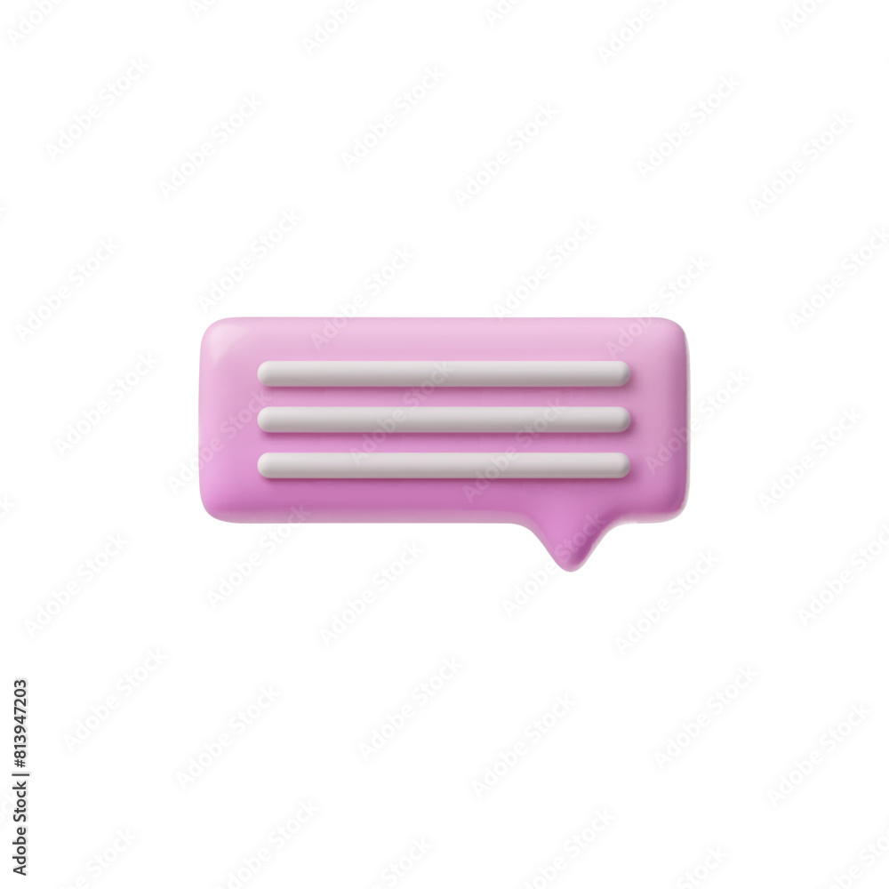 Rectangular 3D speech bubble in pink color, social media icon. Rectangular 3D speech bubble in pink color, social media icon.
