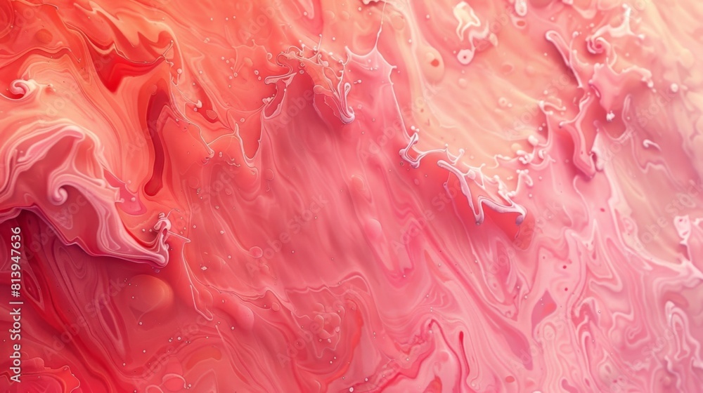 An abstract image showcasing the vibrant blending of liquid paints in shades of red and pink. An abstract image showcasing the vibrant blending of liquid paints in shades of red and pink.