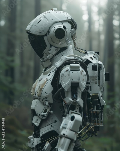 Portrait of a futuristic humanoid combat  military 