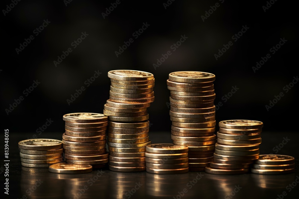 Scarce Gold coins stack. Stock market. Generate Ai Scarce Gold coins stack. Stock market. Generate Ai