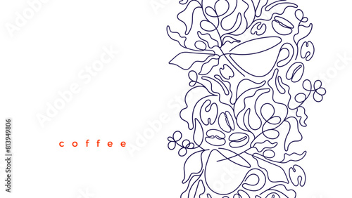 Coffee template. Vector plantation, abstract bean