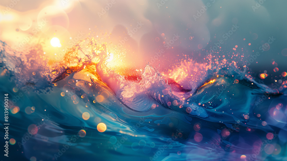 Colorful Water Splash with Swirling Droplets.