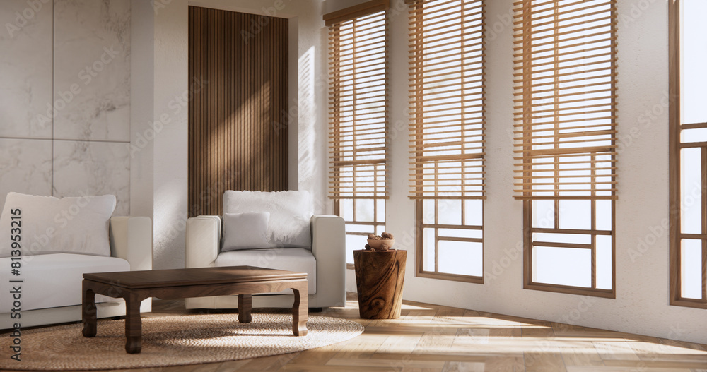 Fototapeta premium sofa armchair minimalist design muji style.3D rendering