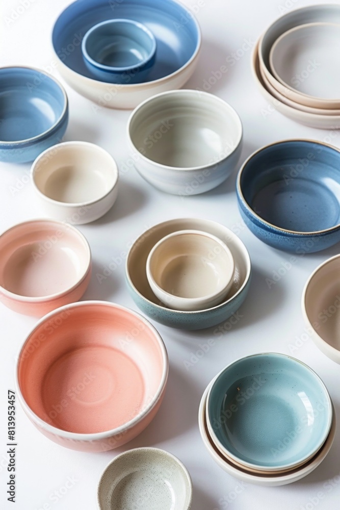 Elegant Assortment of Ceramic Bowls in Pastel and Neutral Tones Elegant Assortment of Ceramic Bowls in Pastel and Neutral Tones