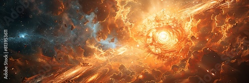 Cataclysmic Brilliance: Illustrating a Supernova Explosion's Energy Release photo