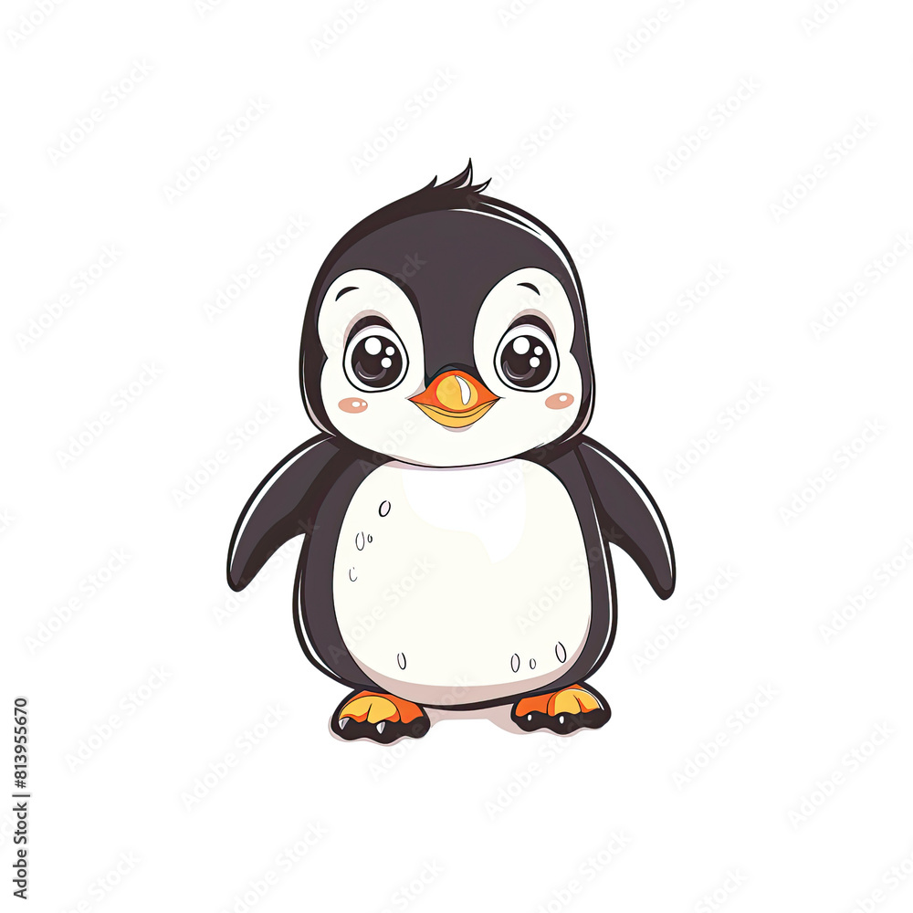 Obraz premium A Cute Cartoon Baby Penguin, Cartoon Illustration