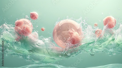   A close-up of a frisbee submerged in water with bubble texture on the bottom photo