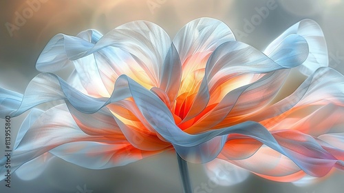   A close-up of a white and orange flower with a blurry background